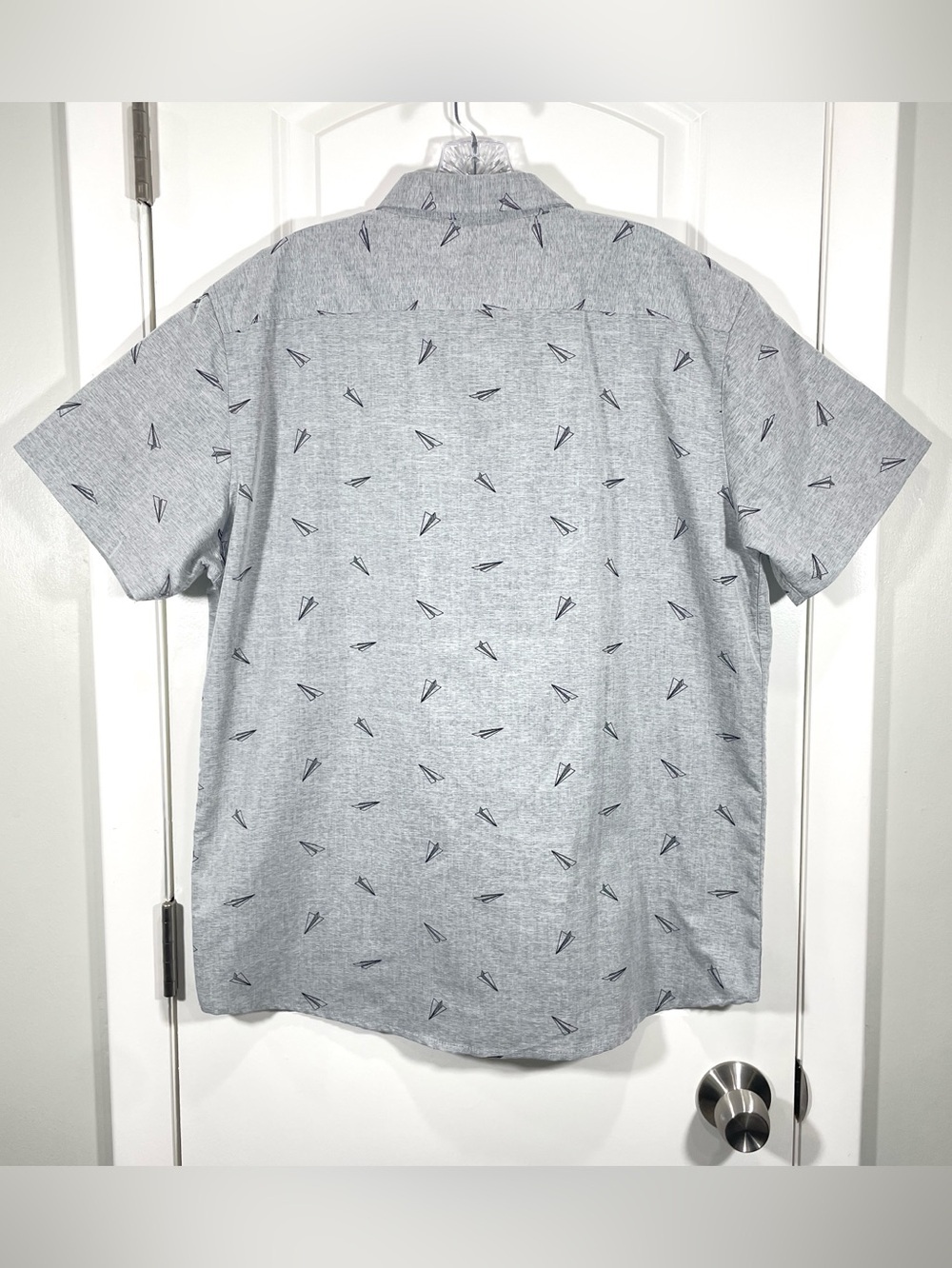 Molokai Surf Co. Gray Paper Airplane Print Button-Up Shirt Casual Beach - Picture 2 of 7